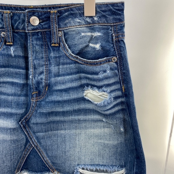 American Eagle Distressed button fly Skirt Size 0 - Picture 4 of 6